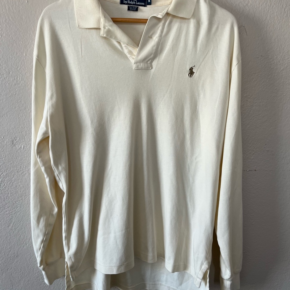 Ralph Lauren Men's Off-White Long Sleeve Polo